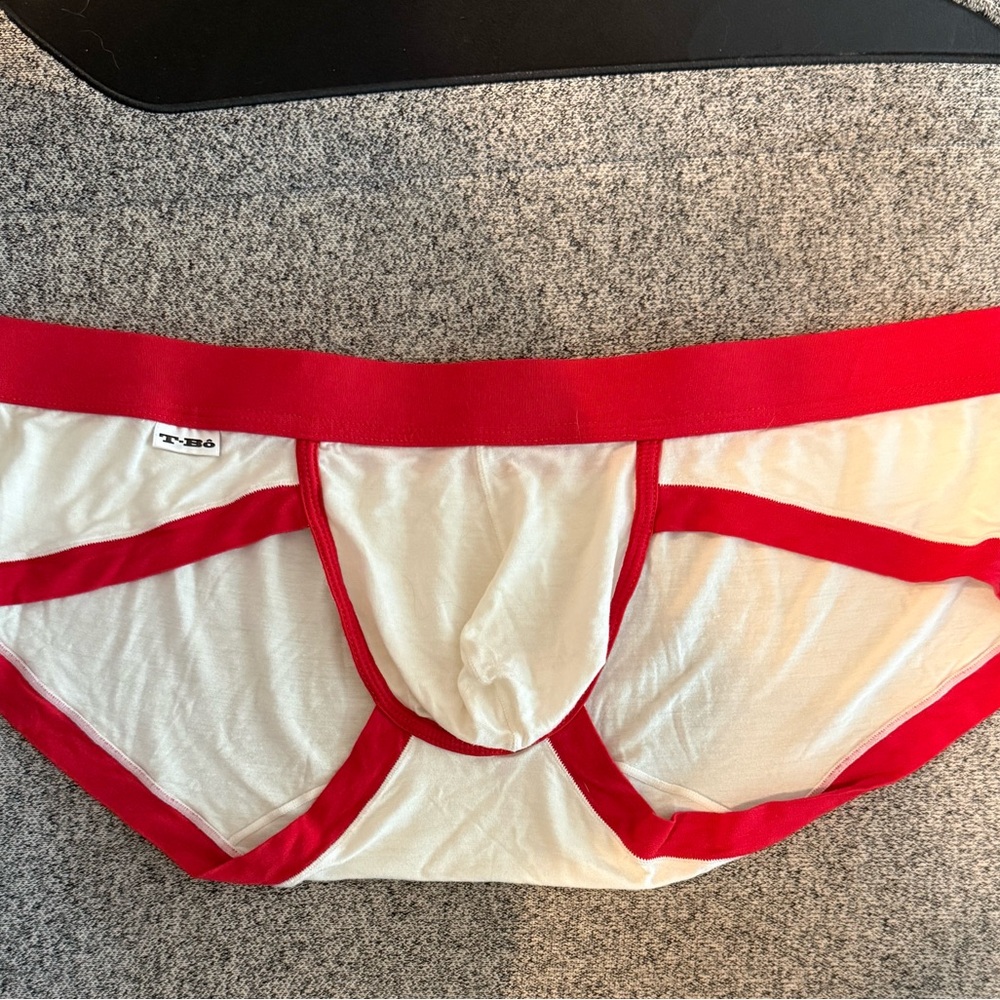 T Bo Red and White Men's Briefs